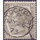 GREAT BRITAIN STAMPS : 1873 6d Grey , superb used example,