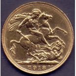 GOLD COINS : 1918 Full Gold Sovereign , Perth mint, very fine condition,