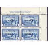 CANADA STAMPS : 1949 7c Blue Airmail stamps Over Printed OHMS,