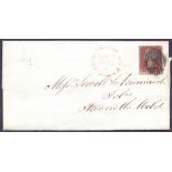 GREAT BRITAIN POSTAL HISTORY : 1854 Wrapper with 1d Star, London to Stow on the Wold,