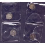 COINS : George VI silver 3d coins (4)