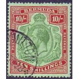 BERMUDA STAMPS : 1924 10/- Green and Red/Pale Emerald,