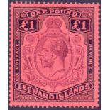 LEEWARD ISLANDS : 1928 £1 Purple and Black/Red,