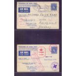 GREAT BRITAIN, "Prisoner of War" George VI postal stationery airmail envelopes.