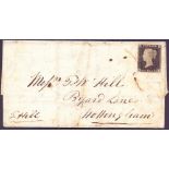 GREAT BRITAIN STAMPS : PENNY BLACK Plate 3 just four margins on large part wrapper ,