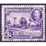 BRITISH GUIANA STAMPS : 1934 $1 Bright Violet, very fine used,