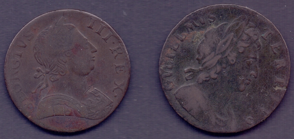 COINS : William III Half Penny and George III Half Penny (2)