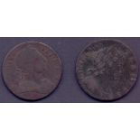 COINS : William III Half Penny and George III Half Penny (2)