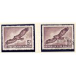 AUSTRIA STAMPS : 1950 AIR, 5s chocolate Birds issue, both mounted mint & fine used, SG 1219.