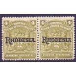 RHODESIA STAMPS : 1909 4d Olive,