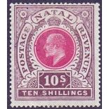 STAMPS : NATAL 1902 10/- Deep Rose and Chocolate,