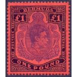 BERMUDA STMAPS : 1938 £1 Bright Violet and Black Scarlet,