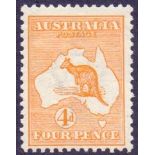 AUSTRALIA STAMPS : 1913 4d Orange,