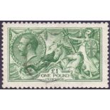 GREAT BRITAIN STAMPS : 1913 £1 Green very fine used with light cancel SG 403 Cat £1400