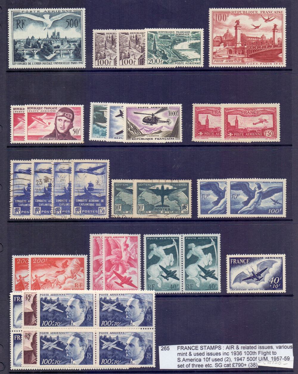 FRANCE STAMPS : AIR & related issues, various mint & used inc 1936 100th Flight to S.
