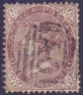 JAMAICA STAMPS : 1860-70 QV 1/- brown, good used with Kingston A01 cancel,