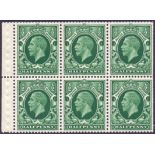 GREAT BRITAIN STAMPS : 1934 1/2d Green Booklet Pane,