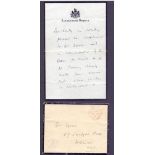 GREAT BRITAIN POSTAL HISTORY : 1931 Mourning envelope and letter and Sandringham House letter head.