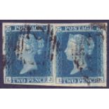GREAT BRITAIN STAMPS : 1841 2d Blue Plate 4 ,