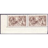 GREAT BRITAIN STAMPS : 1918 2/6 Chocolate Brown, superb unmounted mint corner marginal pair,