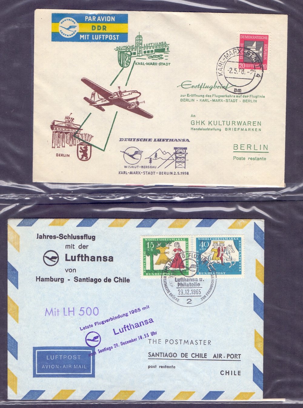 POSTAL HISTORY : Mostly Germany or related first flight & airmail covers, housed in two albums.