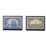 CANADA STAMPS : 1928-29 GV 50c Bluenose & $1 Parliament, both lightly M/M, SG 284-85.