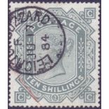 GREAT BRITAIN STAMPS : 1883 10/- Greenish Grey on blued paper,