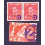 AUSTRALIA STAMPS : 1941 2 1/2d on 2d Scarlet, MEDAL FLAW ,