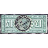 GREAT BRITAIN STAMPS : 1891 £1 Green (QA).