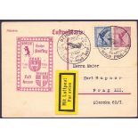 POSTAL HISTORY AIRMAIL : Berlin Luftpost card with yellow airmail label,