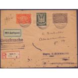 POSTAL HISTORY : GERMANY, 1923 registered envelope with 100m Air issue & two other values,