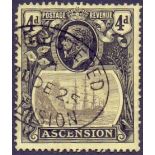 ASCENSION STAMPS : 1924 4d Grey Black and Black/Yellow.
