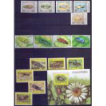 STAMPS : Black stock-book of insects and butterflies thematic stamps