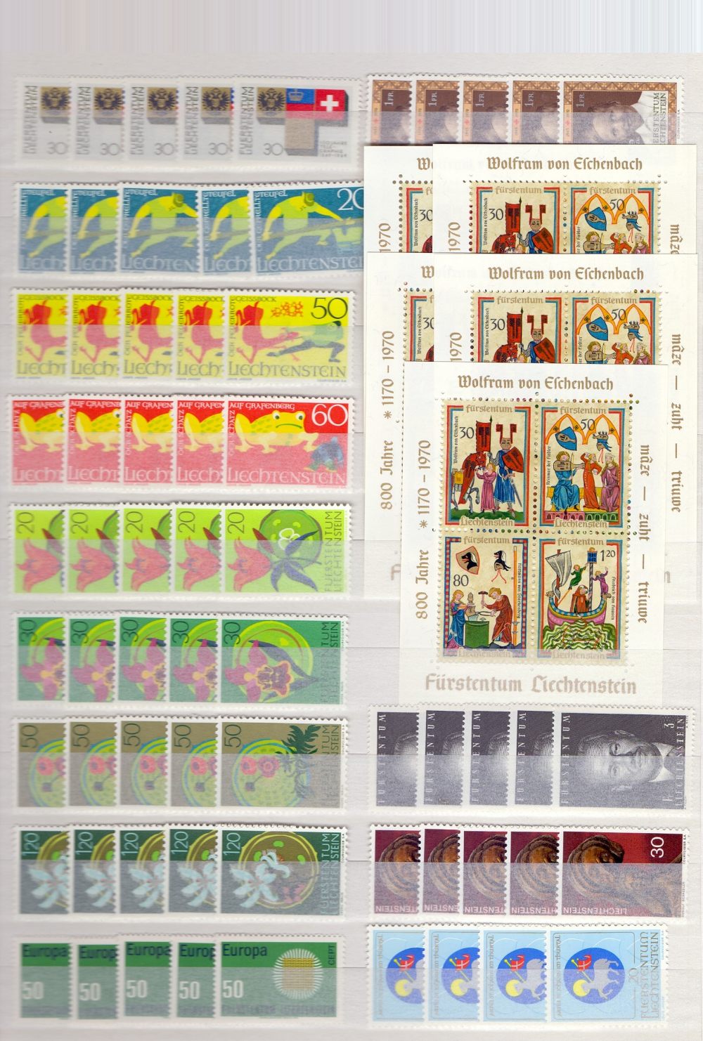 LIECHTENSTEIN STAMPS : 1962-79 range of U/M issues & sets in green stockbook with five of each - Image 2 of 3