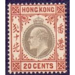 HONG KONG STAMPS : 1903 20c Slate and Chestnut,