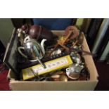 Large Box of Various Items Including Edwardian Tea Set and Policeman's Truncheon etc