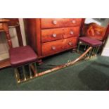 Cast Brass Club Fender of Generous Form with Leather Upholstered Side Seats Railed Decoration