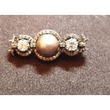 Antique Russian Pearl and Diamond Decorated Brooch Accompanied by GCS Certificate Stating the