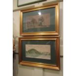 Pair of Victorian Watercolours Gilt Framed Each Approximately 7 Inches High x 14 Inches Wide