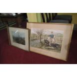 Two Antique Victorian Hunting Prints Including John Leech Largest Approximately 16 Inches High x