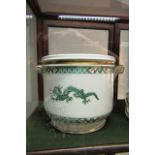 Edwardian Dragon Motif Decorated Porcelain Ice Pail of Good Size with Further Gilt Decoration to Rim