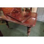 Victorian Mahogany Dining Table with Extra Leaf above Well Turned and Reeded Supports Good