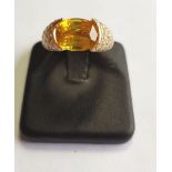 Poiray of Paris 18 Carat Gold Yellow Sapphire Centre Stone Ring of Approximately 6 Carats with