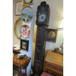 Georgian Oak Long Case Clock with Upper Carved Decoration Approximately 7ft 4 Inches High