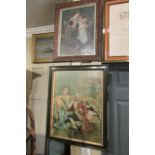 Two Edwardian Coloured Prints The Proposals Largest 22 Inches High x 18 Inches Wide