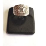 Pave Set 18 Carat Gold Mounted Diamond Band Ring with Centre Stone Approximately 1 Carat Weight