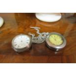 Two Victorian Solid Silver Cased Pocket Watches with Solid Silver Pocket Chain