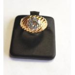 18 Gold Mounted French Chevalier Ring with Single Brilliant Cut Diamond Approximately 2.3 Carats