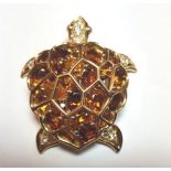 Chanel of Paris Fine Madeira Citrine and Diamond Mounted Peculated Tortoise Motif Pendant Mounted on