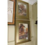 Pair of Edwardian Coloured Lithographs Gilt Framed Each Approximately 16 Inches High x 12 Inches